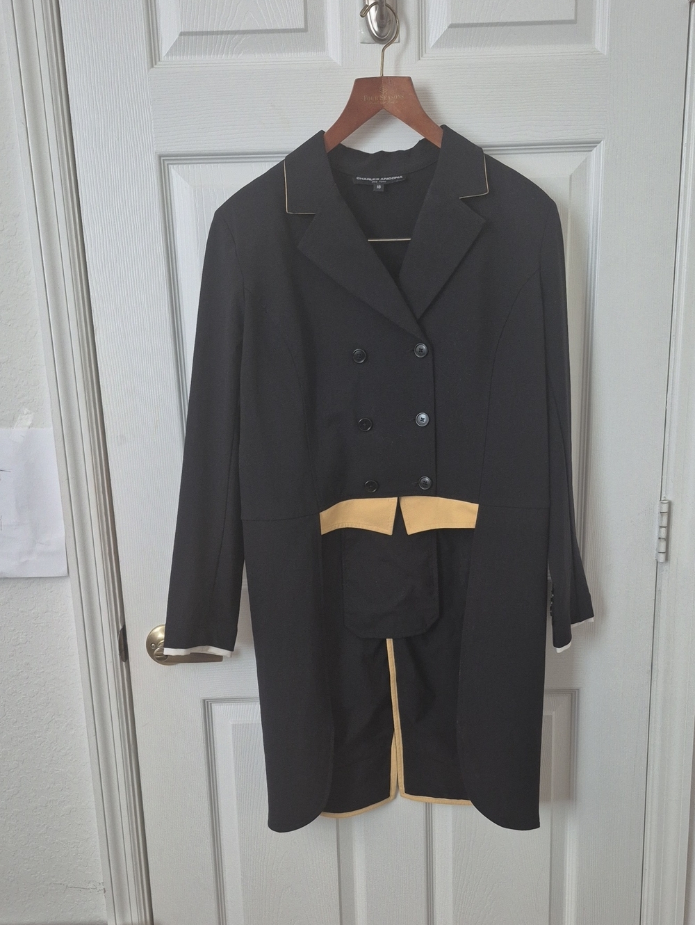 Women's Dressage Charles Ancona Black Shadbelly Tail Coat with Canary Trim